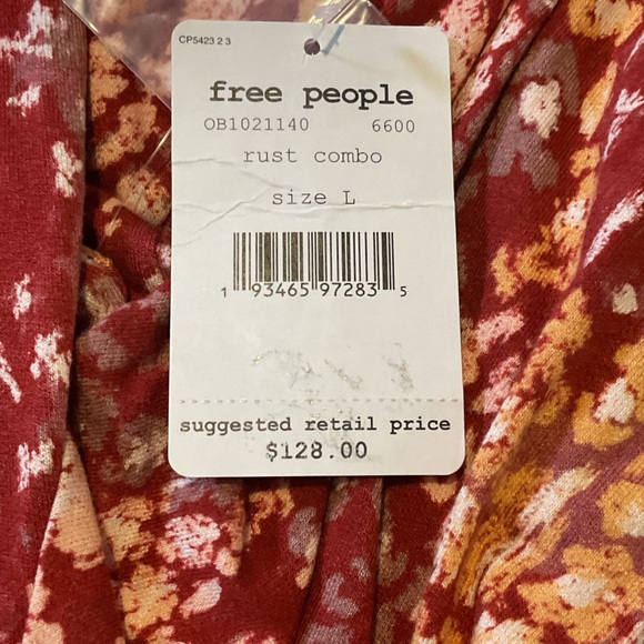 Free People Heartbeats Long Sleeve Rust Floral Mini Dress Size Large - Picture 10 of 16